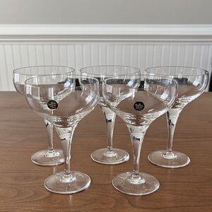 Vintage Rosenthal Studio Line Lotus Plain Crystal Wine Glasses 6” Set Of 5